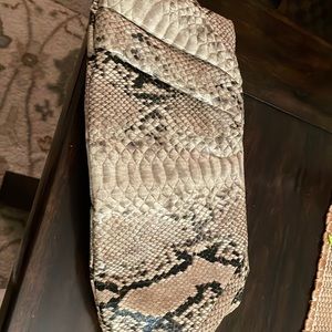 Brown and beige Python clutch